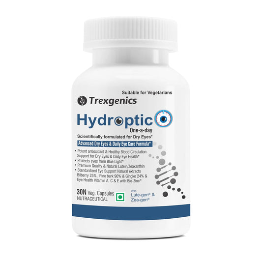 TrexgenicsÂ® HYDROPTIC Advanced Dry Eyes & Eye Care One-a-day Vegetarian formula with Lutein, Zeaxanthin, Bilberry, Gingko, Pine Bark, Vitamin C, Zinc &Vitamin A (30 Vcaps) (1)