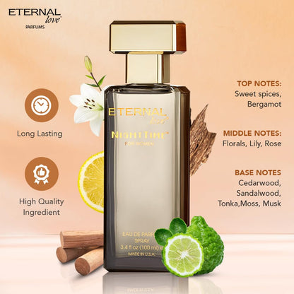 Eternal Love Nighttime â€“ Eau De parfum for Women | Delicate Floral & Seductive Musk Notes | Fresh, Elegant & Magnetic Scent | Aldehydes, Jasmine & Balsam | Long-Lasting Perfume | Gift for Her | 100ml