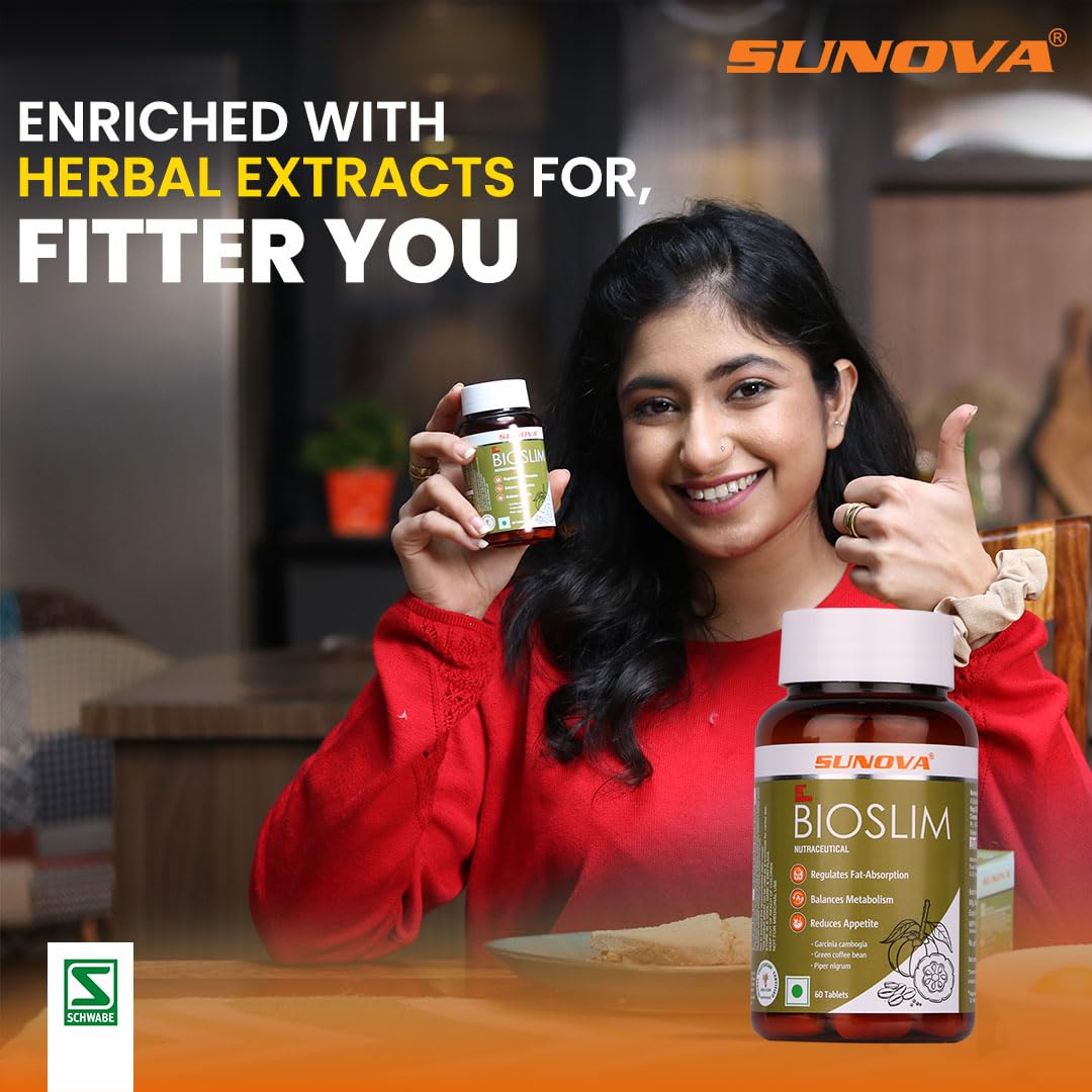 SUNOVA Bioslim Fat Burner Capsules â€“ Organic Weight Management Formula Made of Garcinia Cambogia and Green Coffee Bean Extracts 60 Tablets (Pack of 1)