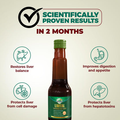 Zandu Livital Syrup â€“ 200 ml | Scientifically proven Ayurvedic Liver Care & Detox Support |Revitalises Liver Health Naturally & Boosts Appetite & Digestion | Blend of 12 Potent Herbs