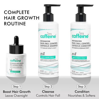 mCaffeine Advanced Hair Fall Control CaffexilÂ® Shampoo with Keratin, Biotin & Rosemary | 80% Hair Fall Control | Reduces Breakage & Thinning | Shampoo for Men & Women | Sulphate Free - 250 ML