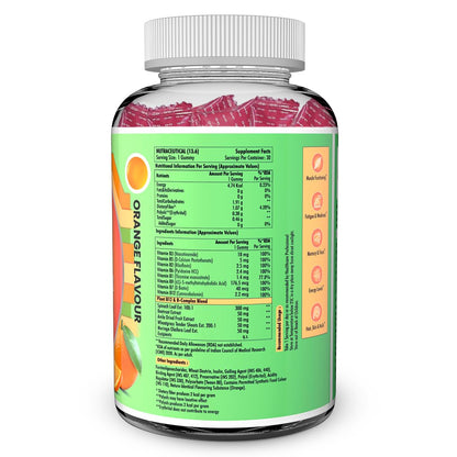 NATURYZ Plant-Based Vitamin B12 + B-Complex Gummies for Vegetarians | Energy, Mood & Metabolism Support | With Spinach, Moringa & Beetroot | No Gelatin, No Added Sugar | 30 Orange Gummies