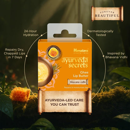 Himalaya Ayurveda Secrets Ghee Lip Butter 10gm | Paraben & Sulphate Free Lip butter, Ayurvedic | With pure cow ghee, Madhu (honey)