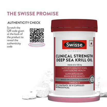 Swisse Antarctic Krill Oil - 1000mg Krill Oil In Each Capsule, Manufactured In Australia - Supports Healthy Heart & Joint Health with Astaxanthin & Phospholipids (30 Capsule)