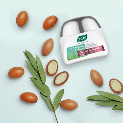 Joy Revivify Niacinamide & Argan Hydra Protect Day Cream SPF 25 |Face Moisturizer | Antioxidants & Multivitamins | UV Protection | Red Raspberry & Grapeseed |Aloe Vera Extracts â€“ 50 ml