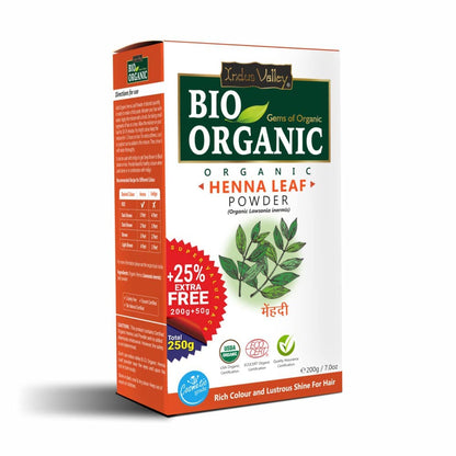 INDUS VALLEY Bio Organic 100% Organic Temporary Dark Brown Red Tattoos and Henna Natural Red Henna Leaf Powder For Hairs (250g)