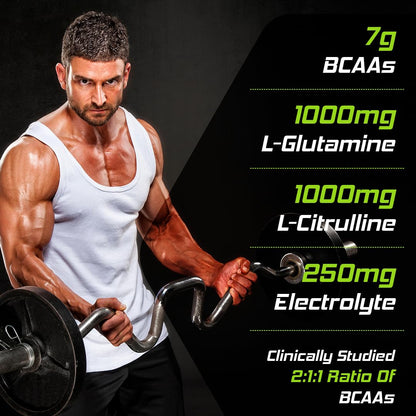 NATURYZ Instantized BCAA 7000 PRO |7G Vegan BCAAs | Glutamine | Citrulline | Electrolytes | 0 Added Sugar | Powerful Pre/Post & Intra Workout Amino for Lean Muscle Growth, Strength, Quick Re-Hydration & Instant Energy - 300g(Mango)