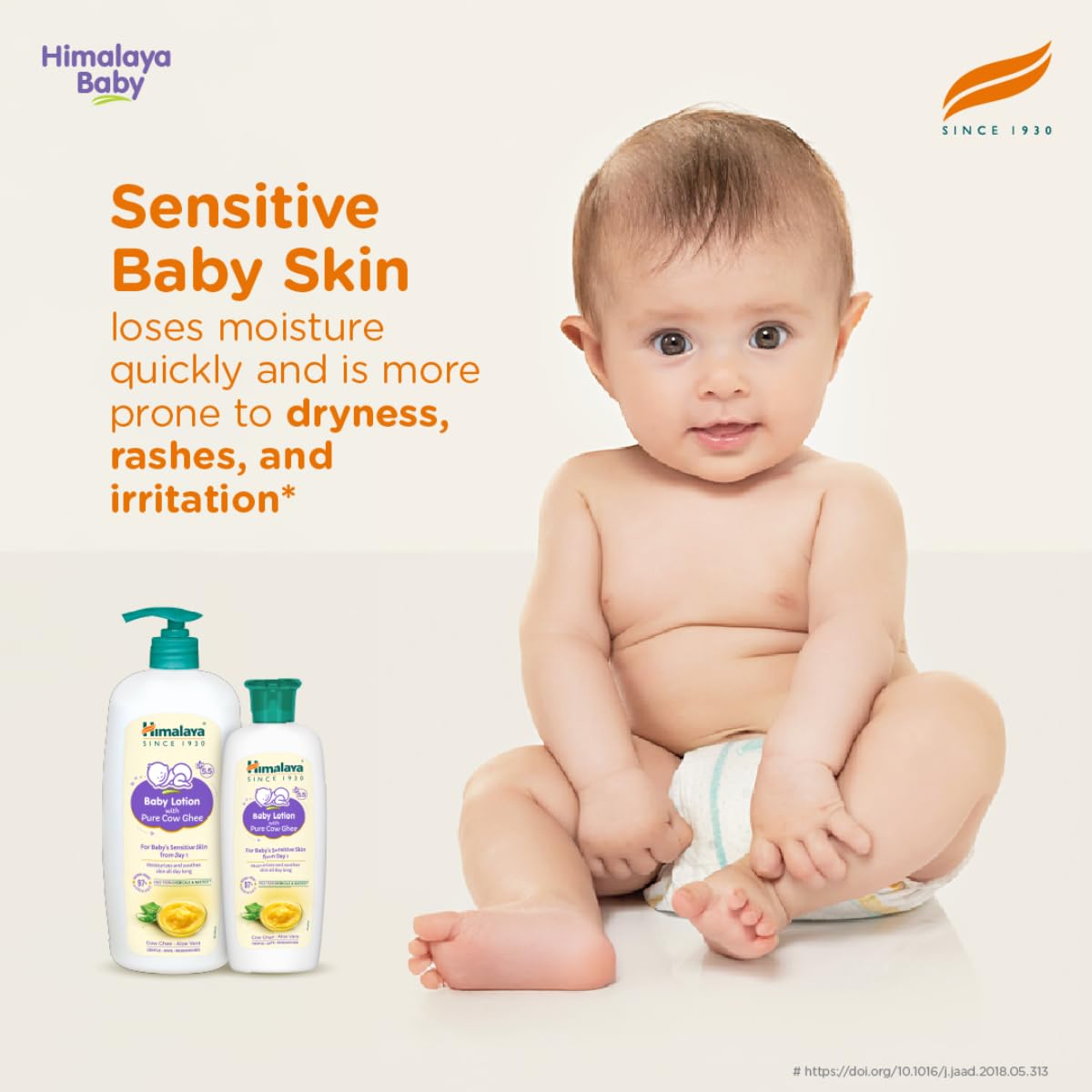 Himalaya Baby Lotion with Pure Cow Ghee 400ml | ph 5.5 | Aloe vera | Safe for newborns | For baby's sensitive skin safe from day 1| No Parabens | No Phthalates | No Mineral Oil | No Synthetic color | Pediatrician evaluated