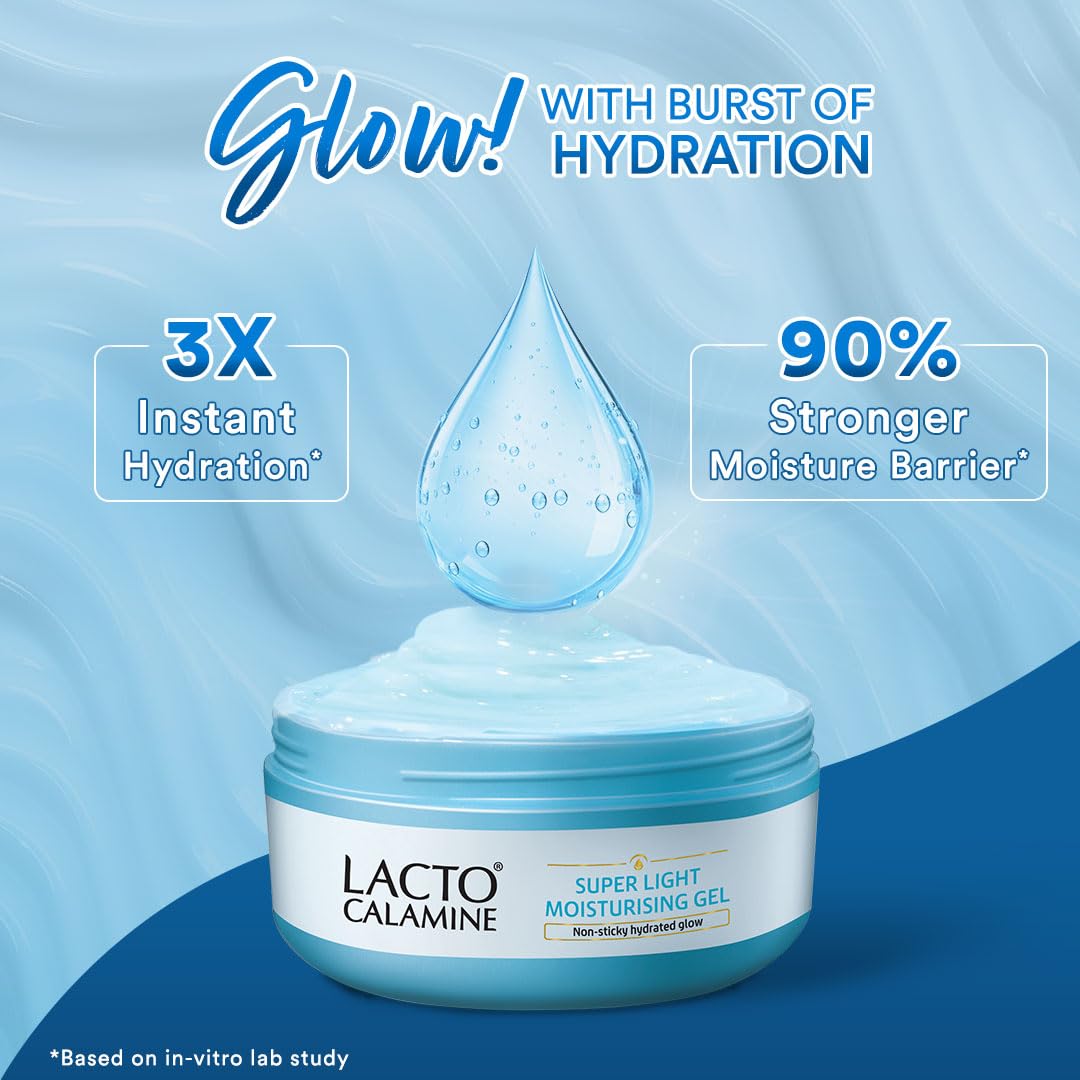 Lacto Calamine Super Light Moisturizer for Face | 150g | Moisturiser for Oily Skin with Niacinamide, Hyaluronic Acid | Face Moisturizer with 300% Instant Hydration, 90% Stronger Moisture Barrier