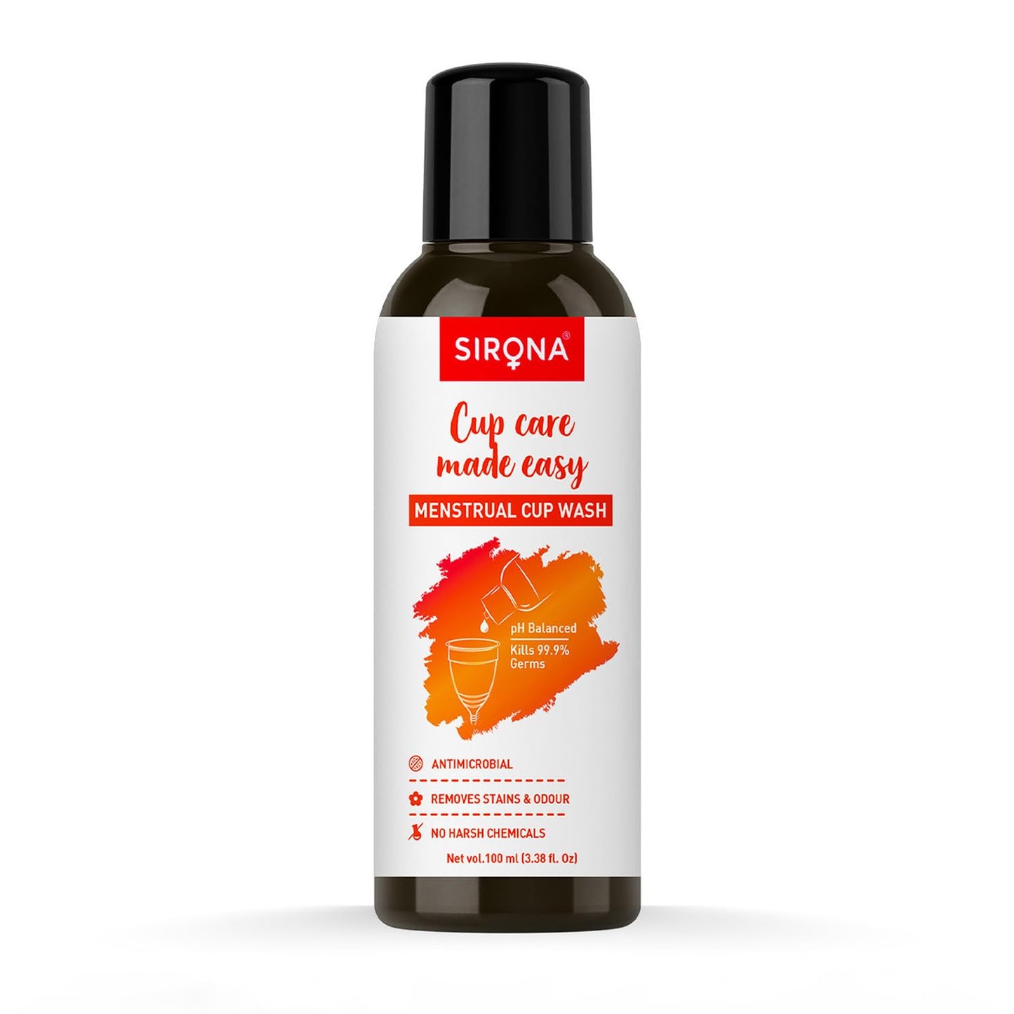 Sirona Natural Menstrual Cup Wash for Women - 100 ml with Rose Fragrance to Wash your Period Cup in a Hygienic Way
