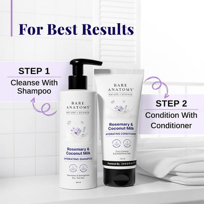Bare Anatomy Nature X Science Rosemary & Coconut Milk Hydrating Conditioner|Natural Conditioner For Dry, Dull & Frizzy Hair|Sls & Paraben Free Conditioner For Women & Men|150 millilitre (Pack of 1)