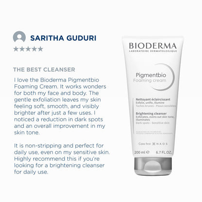 Bioderma Pigmentbio Foaming Cream Brightening Exfoliating Cleanser (Face & Body Wash) For Brightened Skin, 200 ml