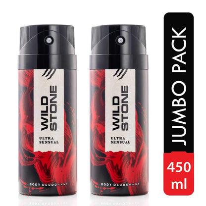 Wild Stone Ultra Sensual Long Lasting Spray Deodorant For Men, Pack Of 2 (225Ml Each)