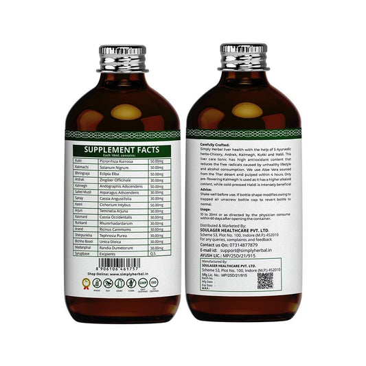 Simply Herbal Super Liver Elixir, Milk Thistle, Chicory, Dandelion | Healthy & Strong Liver, Boost Metabolsim & Improves Digestion (Pack of 1) 200ml each