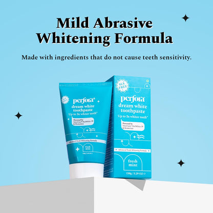 Perfora Teeth Whitening Toothpaste For Stain Removal - 150 g | Fluoride & SLS Free Tooth Paste For Adult & Kids | N-Ha For Teeth Remineralisation & Oral Care | No Artificial Sweetners