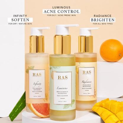 RAS Luxury Oils Infinity Anti Ageing CrÃ¨me Face Cleanser | Face wash With Calendula, Shea Butter & Red Algae | Soothes Skin, Locks In Moisture, Makes Skin Plump & Supple | Intensely Nourishes