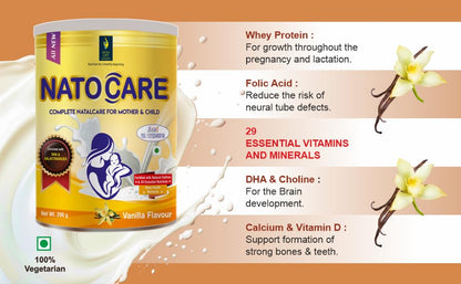 British Life Sciences Natocare Lactation Supplement | Breastfeeding Supplement | Shatavari, Silymarin & Fenugreek Extracts | Healthy Breast Milk Supply | Calcium & Vitamin D | Vanilla Flavor | 200g