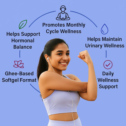 BBETTER GynoUrja Womenâ€™s Wellness | Ayurvedic Shatavari Softgels for Hormonal Balance, Menstrual Cycle & Urinary Health | Natural Supplement â€“ 60 Softgels