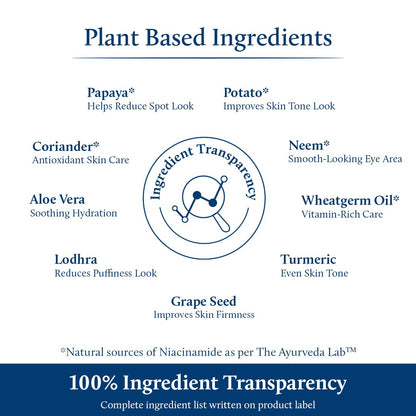 Blue Nectar Under Eye Cream for Dark Circles for Men | Natural Niacinamide Cream from Papaya & Potato | Effective for Wrinkles, Fine Lines & Puffiness (19 Herbs,15gm)