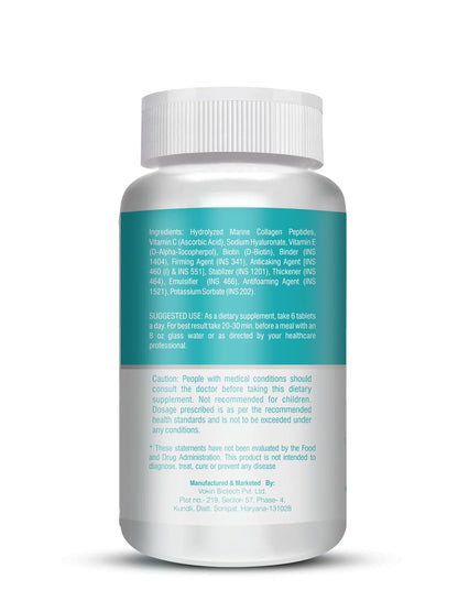 Vokin Biotech Marine Collagen 3000Mg With Biotin & Vitamin C For Skin|Hair|Nails (180 Tablets), 200 grams