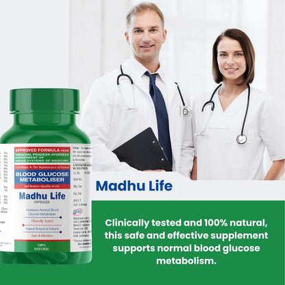 Zeelab Madhu Life Capsules â€“ Ayurvedic Herbal Supplement for Healthy Blood Sugar & Glucose Metabolism â€“ With Jamun, Karela, Methi, Neem, Gymnema, Shilajit & Arjun â€“ 100 Capsules