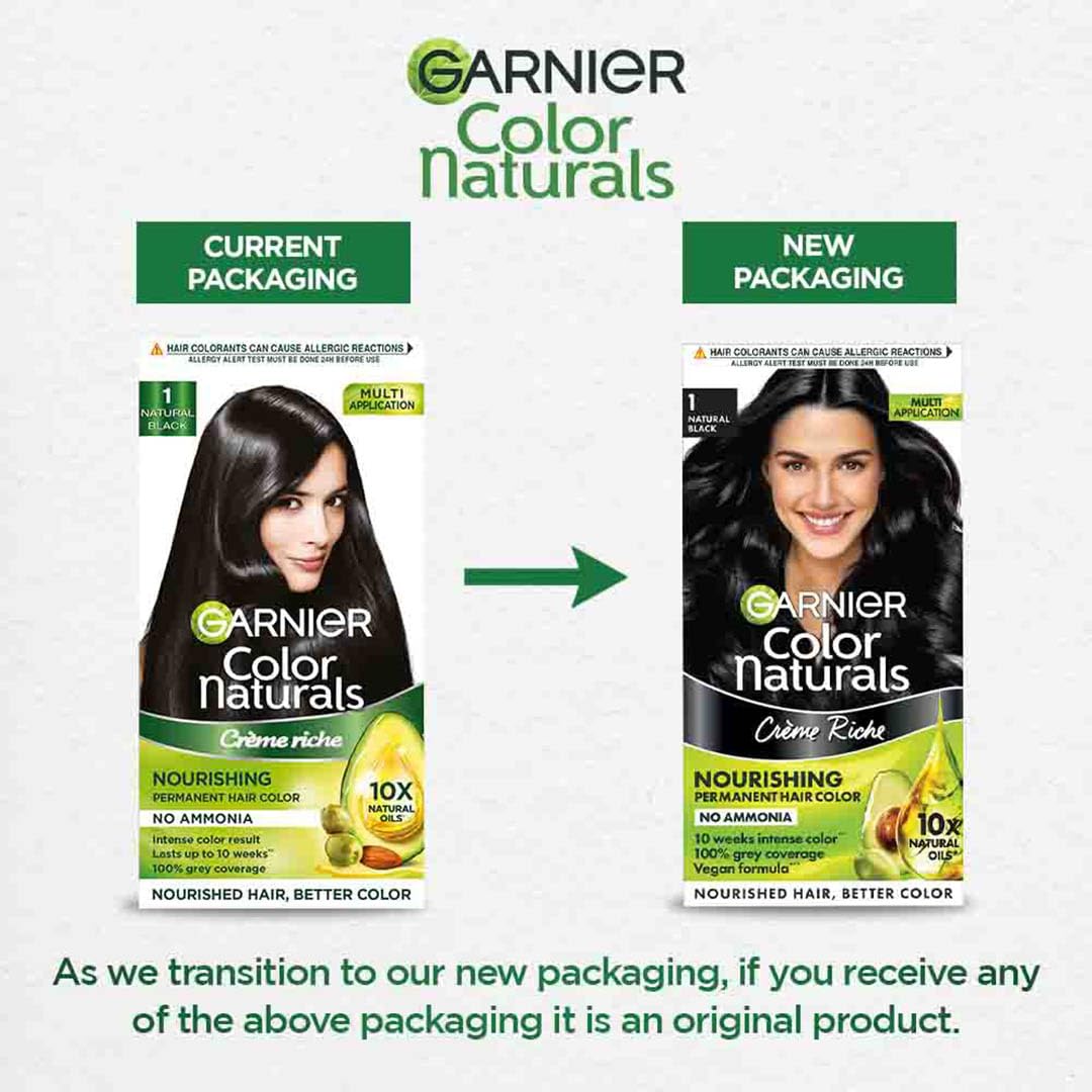 Garnier Color Naturals CrÃ¨me hair color, Shade 1 Natural Black, 70ml + 60g