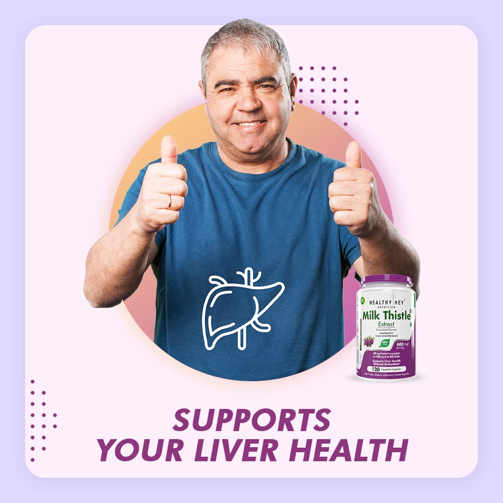 HealthyHey Nutrition Milk Thistle Capsules for Liver Health - High Strenght -Extract - 120 Veg. Capsules