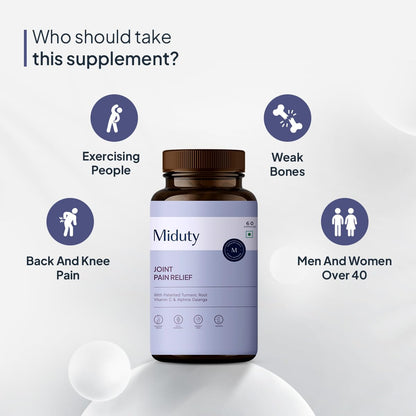 Miduty by Palak Notes Joint Pain Relief Supplement Boswellia Serrata, Turmeric Root Complex, Ginger Root - Support Joint Health Supplement - 60 Capsules