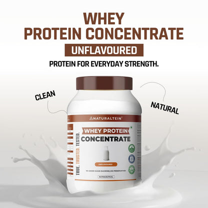 NATURALTEIN Natural Whey Protein Concentrate â€“ 1 kg (Unflavoured) | 24 g Protein per 30 g Serving | Naturally Flavoured, Non-GMO | No Artificial Sweeteners | Light, Smooth & Easy to Digest