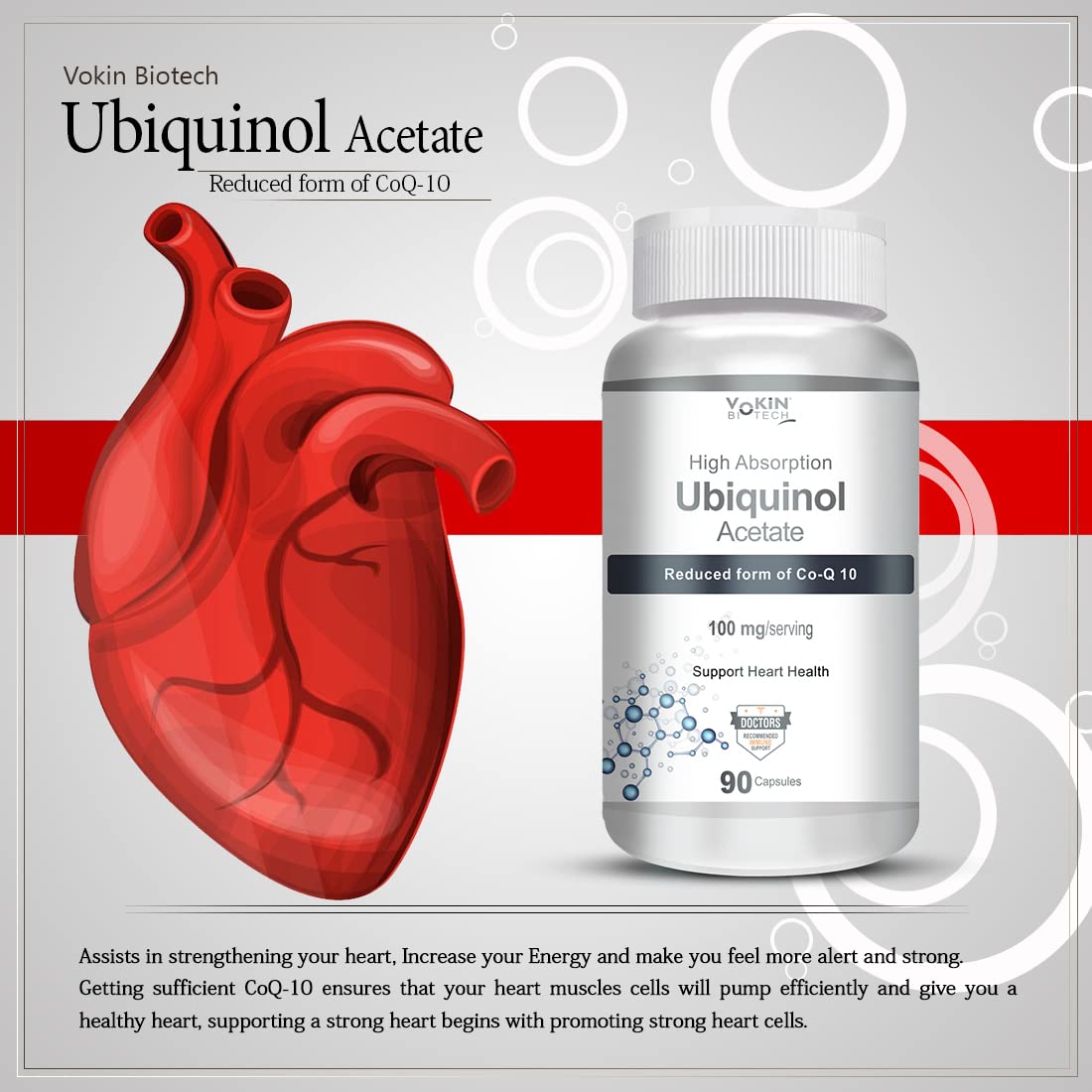 Vokin Biotech Ubiquinol - Acetate â€“ Support Heart Health (90 Capsules)