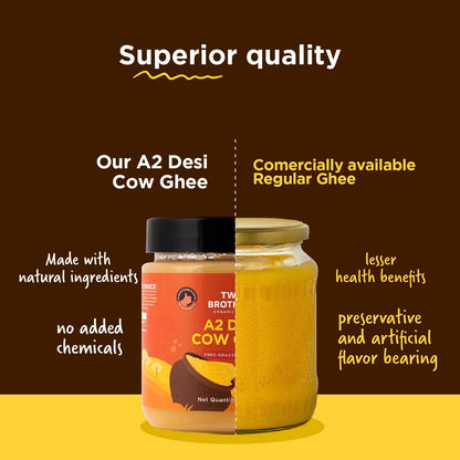 Two Brothers Organic Farms Desi Gir Cow Ghee (500ml) | Made with A2 Cow Milk | Grass-fed Gir Cows | Handcrafted in Small Batches