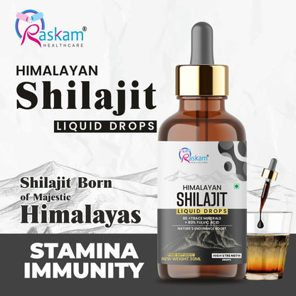 Pure Himalayan Shilajit liquid Drops - 30ml | Rich in Fulvic acid | Natural extract from Himalayas | 100% Pure Shilajit | Boosts Stamina And Energy | Boosts Stamina And Energy