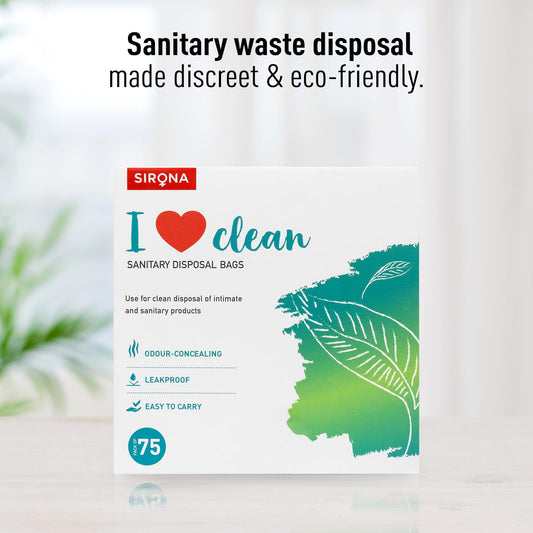 Sirona Sanitary & Diaper Disposal Bags â€“ Pack of 75 | Odour-Locking, Leak-Proof Bags for Hygienic Disposal of Sanitary Pads, Diapers | Easy-to-Carry & Eco-Friendly