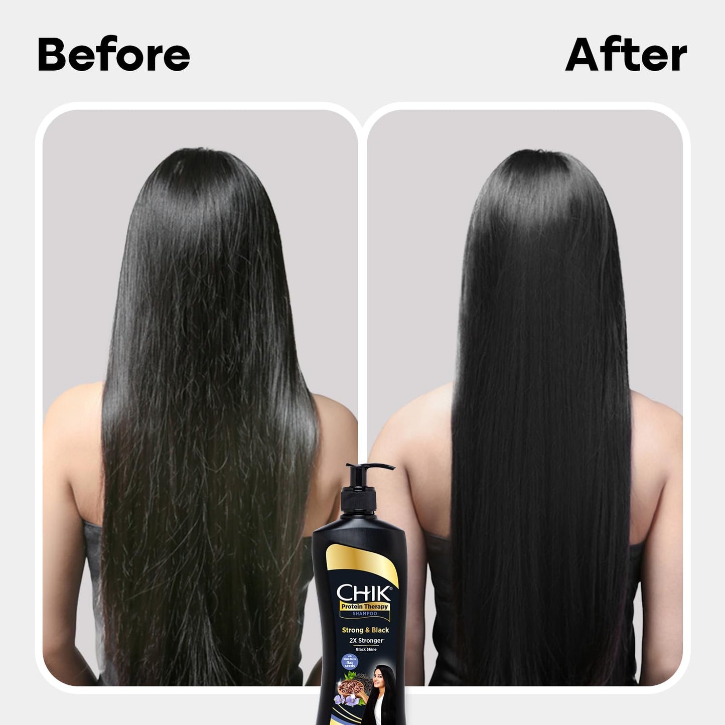Chik Protein Therapy Shampoo| For Strong & Black Hair | With The Goodness Of Black Tea, and Flax Seeds | 340ml