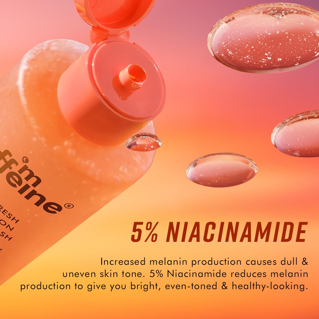mCaffeine 5% Niacinamide, 3-in-1 Perfume Body Wash - Odour Control, & Long Lasting Musky Fragrance | Brightens & Even Tones Skin | For Men & Women (250 ml)
