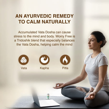 Maharishi Ayurveda Ashwagandha Worry Free Ayurvedic Tablets, Help Keeps The Mind And Body Calm And Relaxed Non Addictive 60 Tablets