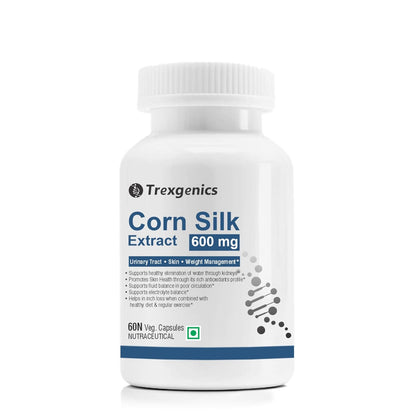 Trexgenics Corn Silk Extract 600 Mg 10:1 For Kidney Care, Skin, Weight Management Vegan & Gluten Free (60 Veg Capsules)