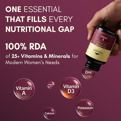 Rasayanam Multivitamin for Women | 55 Ingredients with 100% RDA of Essential Vitamins & Minerals | Energy, Hair, Skin, Hormonal, Bone & Immunity Support | Daily Multivitamin Tablets for Women With Collagen & Antioxidants Blend - 60 Tablets