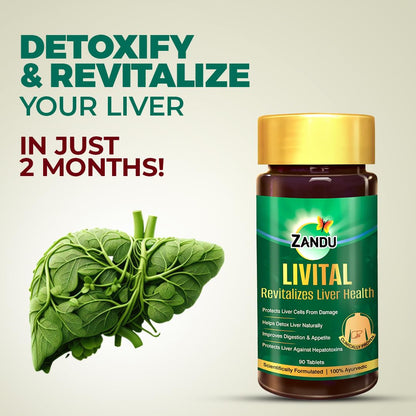 Zandu Livital Liver Tablets â€“ Clinically Proven for Liver Detox & Health Support in 2 Months | 90 Tabs | Ayurvedic Formula with Bhringaraj & Guduchi | 100% Ayurvedic Ingredients