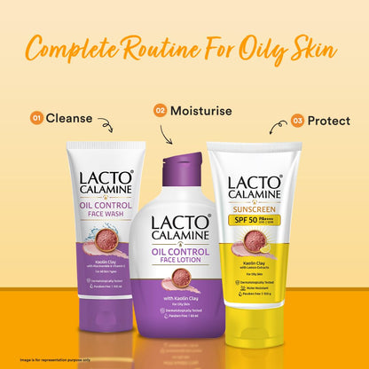Lacto Calamine Sunscreen SPF 50 | 100g | PA ++++ Sunscreen For Oily Skin | UVA â€“ UVB | Water Resistant & No White Cast | With Kaolin Clay, Vitamin E & Lemon Extracts | Paraben Free