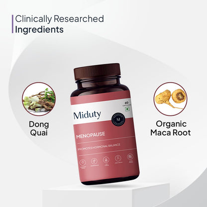 Miduty by Palak Notes Menopause Health Supplement - Hormonal Imbalance - Night Sweating - Mood Swings - Bone health - Helps in PMS symptoms - 60 Capsules