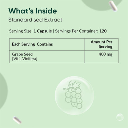 Ambrosial Grape Seed Extract Capsules | 95% OPCs Polyphenols | High Strength Grape Seed Supplement | Strong Antioxidant | Pack of 1-120 Vegan Capsules