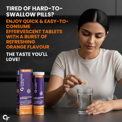 Carbamide Forte Glutathione Effervescent | Japanese Reduced L Glutathione 600mg with Vitamin C, Hyaluronic Acid, Vitamin E & Biotin - 15 Effervescent Tablets