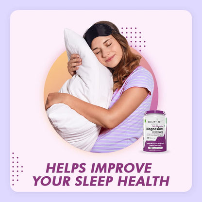 HealthyHey Nutrition Magnesium Glycinate High Absorption for Sleep, Cramps, & Nerves Health - 90 Vegetable Capsules