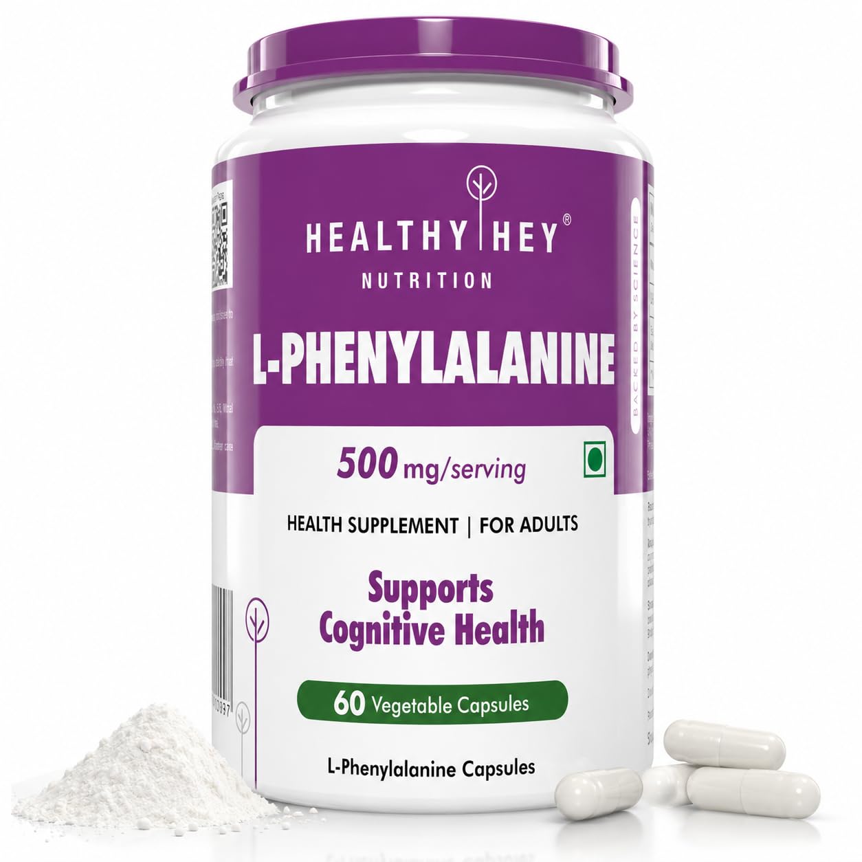 HealthyHey Nutrition L-Phenylalanine 60 Vegetarian Capsules - Gluten Free - Non GMO