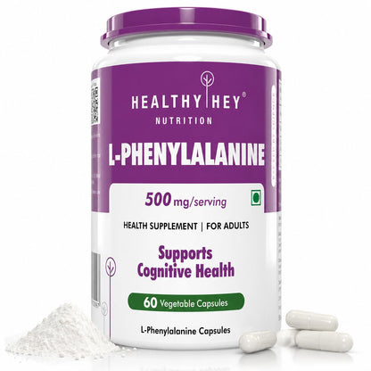 HealthyHey Nutrition L-Phenylalanine 60 Vegetarian Capsules - Gluten Free - Non GMO
