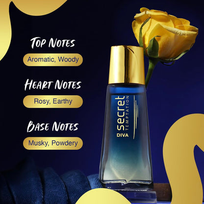 Secret Temptation Diva Luxury Perfume for Women | Long Lasting Smell & Aromatic Woody Fragrance | Eau de Parfum - 50 ml