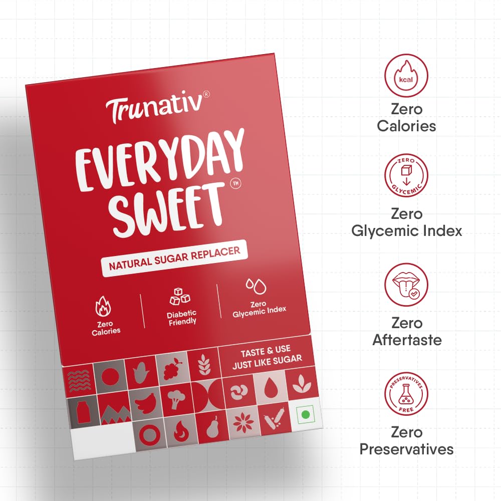 Trunativ Everyday Sweet | Monkfruit Sweetener Powder Loose Sugar Like Sweetener | Zero-Calorie Sugar Substitute | 1:1 Sugar Replacer for Cooking & Baking | Keto & Diabetic Friendly | 900g (Pack of 1)