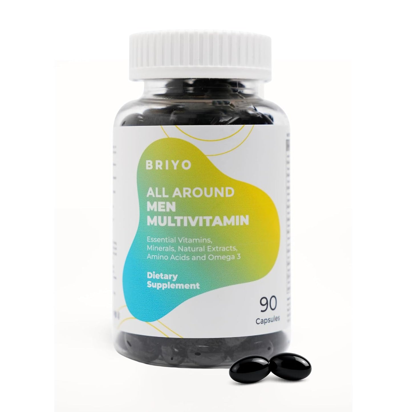 Briyo Menâ€™s Multivitamin All Around Men Multivitamin- 38 nutrients in 1 conveniently sized capsule (Vitamins, Minerals, Natural extracts, Amino acids & more) Overall Health and Immune Support