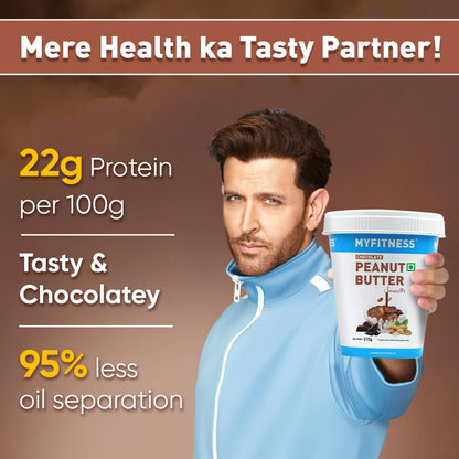MYFITNESS Peanut Butter Chocolate Spread Smooth 510g | 22g Protein & 6g Fiber | Tasty & Healthy Nut Butter Spread for Breakfast & Snacks | Cholesterol Free | Zero Trans Fat | Creamy Peanut Butter